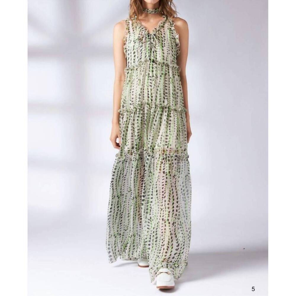 NEW TRICOT CHIC dress jumper in green on beige ground